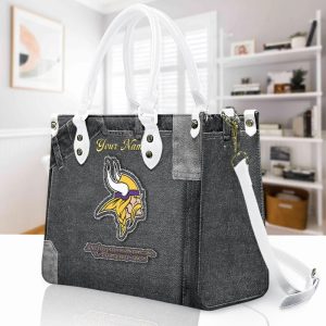 Minnesota Vikings Custom Name Vintage Leather Handbag VS02