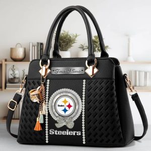 Pittsburgh Steelers Custom Name Classic Leather Handbag VS04