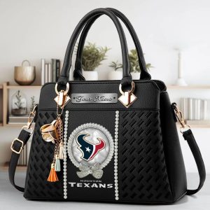 Houston Texans Custom Name Classic Leather Handbag VS06