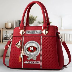 San Francisco 49ers Custom Name Classic Leather Handbag VS4
