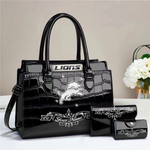 Detroit Lions Custom Name Classic Leather Handbag VS08