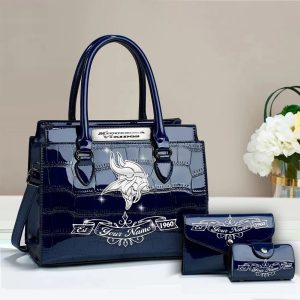 Minnesota Vikings Custom Name Classic Leather Handbag VS08