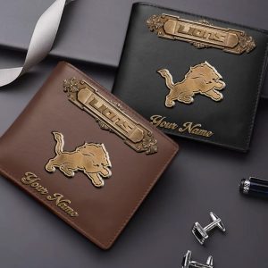 Detroit Lions Custom Name Casual Leather Wallet VS02