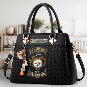 Pittsburgh Steelers Custom Name Classic Leather Handbag VS02