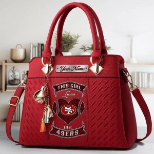 San Francisco 49ers Custom Name Classic Leather Handbag VS1