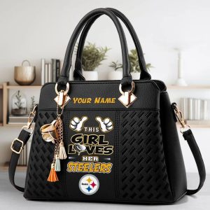 Pittsburgh Steelers Custom Name Classic Leather Handbag VS01