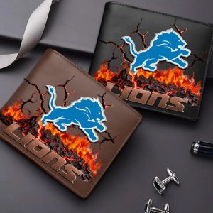 Detroit Lions Custom Name Casual Leather Wallet VS01