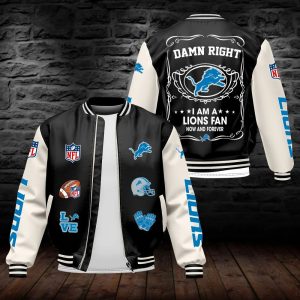 Detroit Lions Designed Leather Bomber Jacket VS07