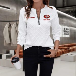 San Francisco 49ers Custom Name Cotton Women Quarter-Zip Sweatshirt VS01