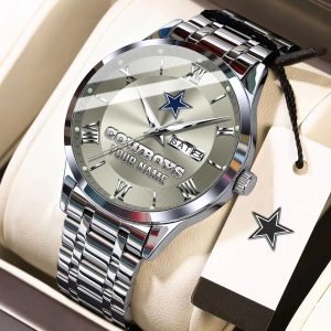 Dallas Cowboys Custom Name Casual Leather Band Watch VS85B