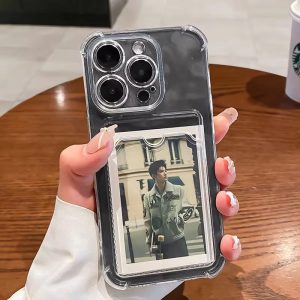 Transparent Card Slot Phone Case with Holder Soft TPU Cover