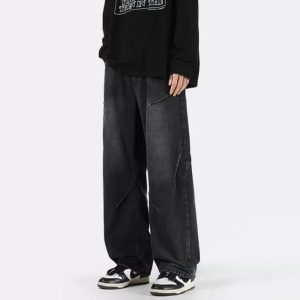 Men's Cleanfit Wide Leg Pleated Denim Pants