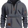 Men’s High Collar Half Zip Hoodie Sweatshirt VS02