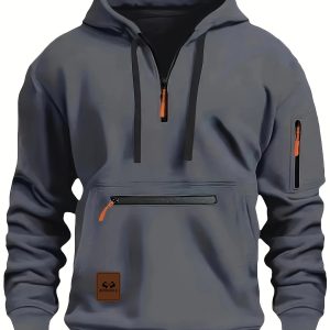 Men&rsquo;s High Collar Half Zip Hoodie Sweatshirt VS02