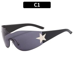 Rimless Punk Wrap Sunglasses