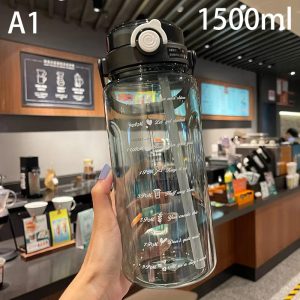 Large Capacity Plastic Water Bottle with Time Scale
