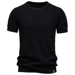 Men’s Ice Silk Solid Color Breathable O-Neck T-Shirt