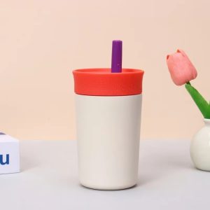 12oz Stainless Steel Vacuum Flask Cup with Straw