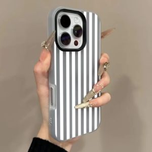 White Striped Shockproof Candy Phone Case
