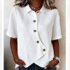 Women’s Solid Irregular Short Sleeve Blouse Elegant Casual Summer Top