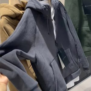 Double Sided Soft Fleece Hooded Jacket Loose Casual Coat