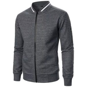 Men’s Casual Solid Zipper Jacket Streetwear Coat