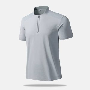 Men’s Half Zip Stand Collar Quick Dry Sport Polo T-Shirt