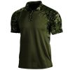 Men’s Camouflage Patchwork Print Polo Shirt Short Sleeve Summer Tee