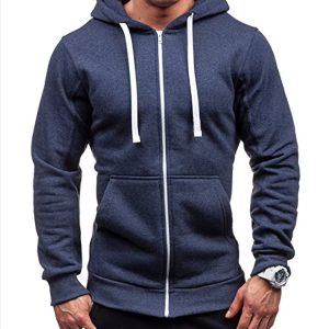 Men’s Zip Up Hoodie Sweatshirt Casual Hooded Jacket