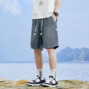 Men’s Retro Multi-Pocket Cargo Denim Shorts